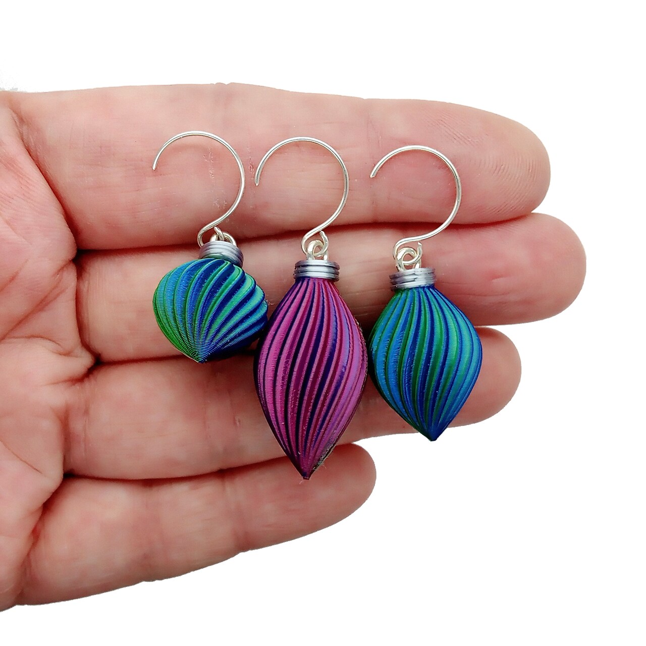 Colorful Miniature Christmas Ornaments, 8 pc, Jewel-Tone Baubles, Adorabilities